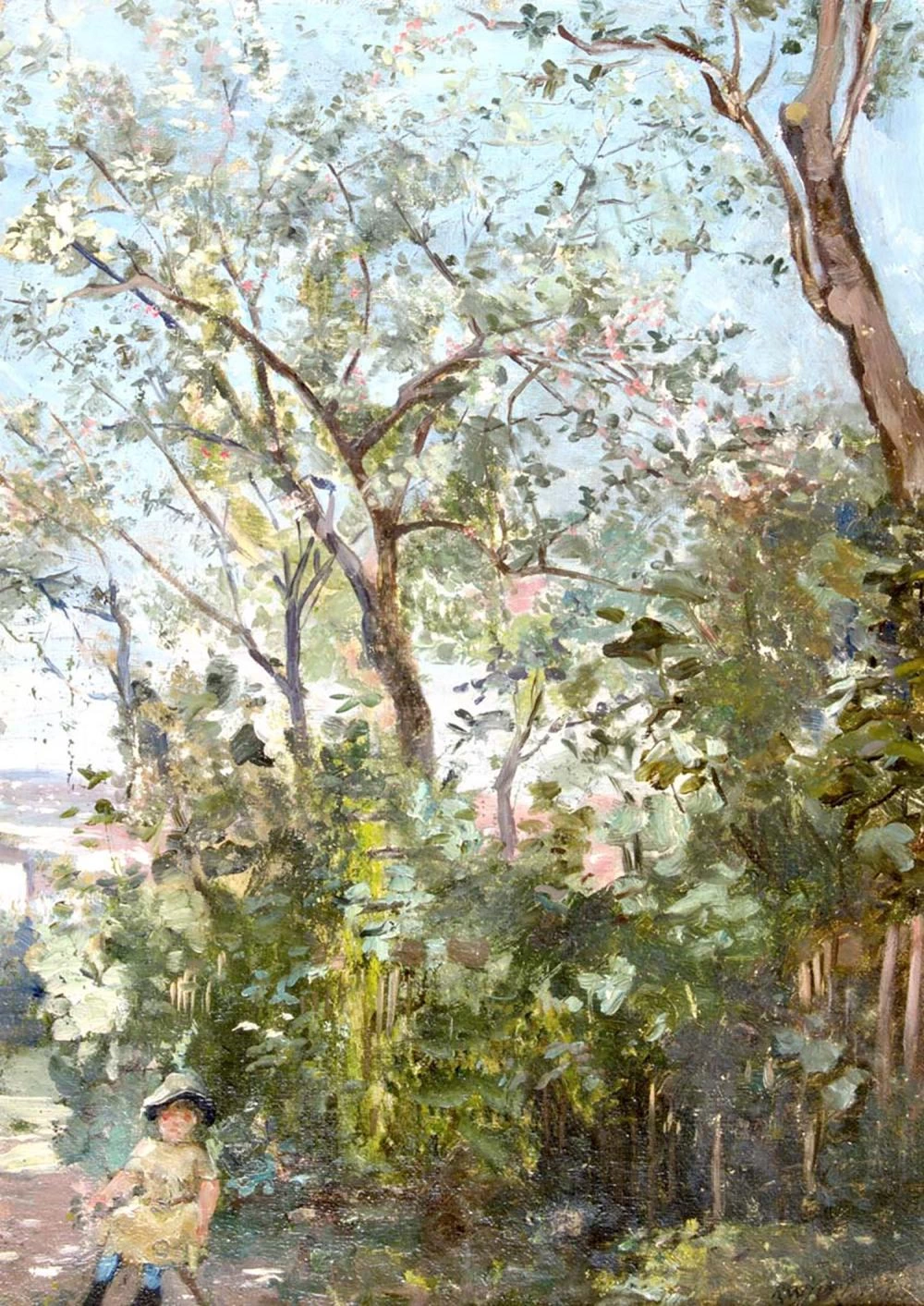 Bambina in un giardino